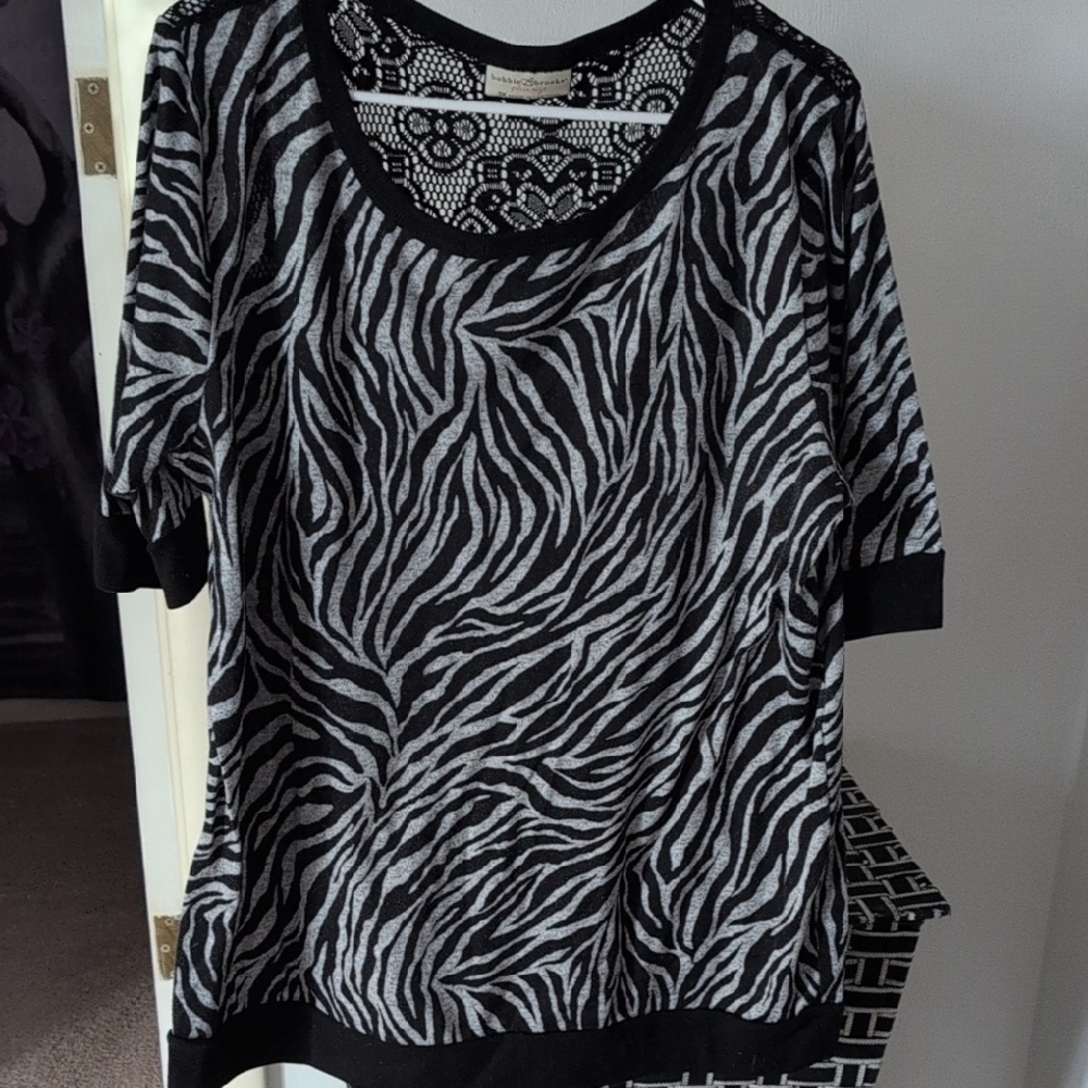 Zebra Print Black and Gray Women's Top